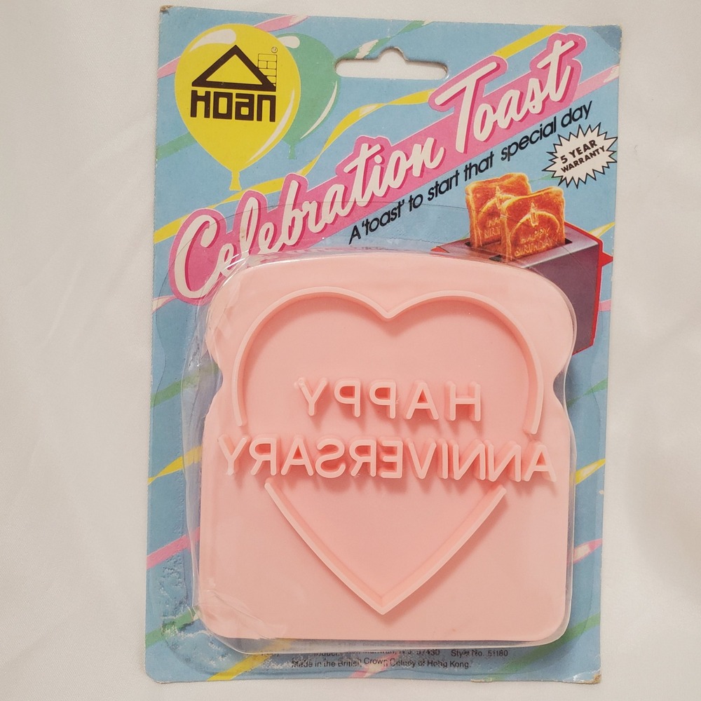 Vintage Hoan Celebration Toast Happy Anniversary Bread Stamper Pink Heart 51180